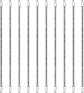 10PCS 20 Inch Stained Glass Window Hanging Chain, Metal Chain with Safety Hooks, Picture Hanging Chain Sunshine Catcher Black Nickel Plating Window Panels Chains