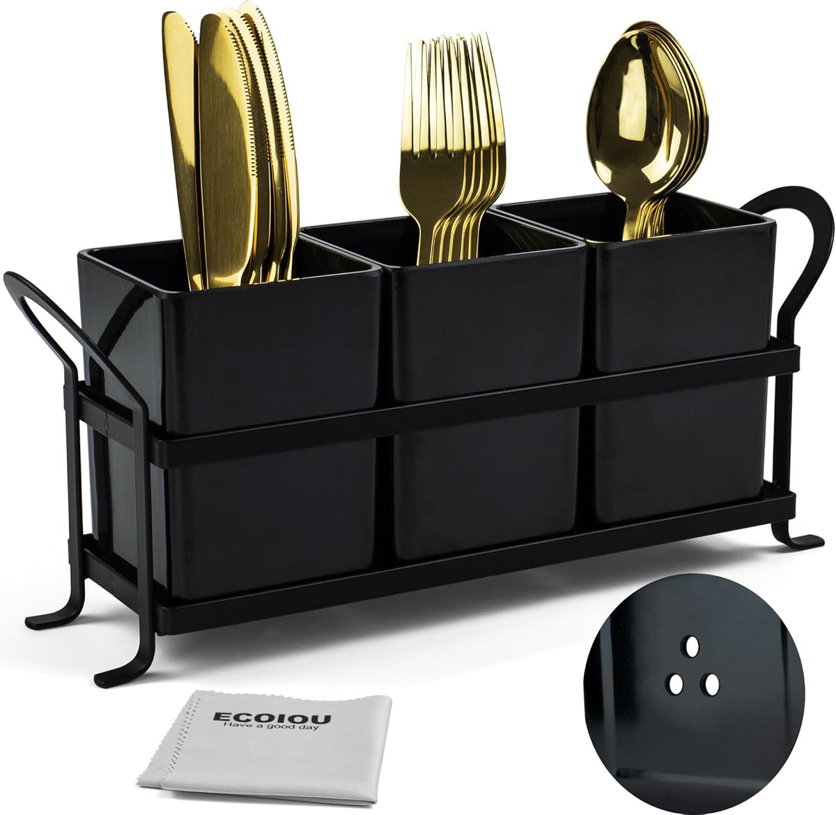ECOIOU Cutlery Holder with Drain Holes, Dishwasher Safe