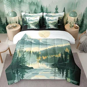Erosebridal Fog Forest 7 Piece Bed in A Bag Full Nature Botanical Comforter