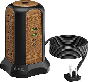 SUPERDANNY Power Strip Tower, Desktop Charging Station,10 Ft Extension Cord