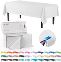 Party Solids 54 Inch X 300 Feet Value Pack White Plastic Table Cover Roll in A Cut - to - Size Box with Convenient Slide Cutter. Cuts Up to 36 Rectangle 8 Feet Plastic Disposable Tablecloths