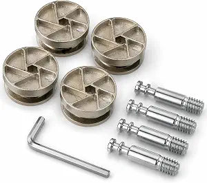 35mm Spiral Cam Lock Set M8 x 40mm Bolt, 8 Pack with Allen Key, for Bed Frame Wardrobe Cabinet Repair