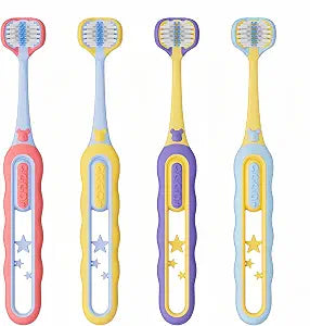EASICUTI Soft Toddler Toothbrushes, Efficient 3 Sided Toothbrush, Baby Toothbrush 12 Months and up, Infant Toothbrush, Toddler Training Toothbrush for Ages 1-4 Years, Cleans All Sides at Once- 4 Pack