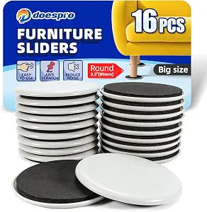 16Pack 3 1/2" Large Furniture Sliders for Hardwood Floors and Carpet - 3.5"
