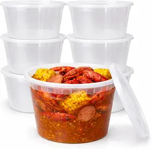 64 oz [6-Pack] BPA Free Microwavable Plastic Deli Containers with Lids