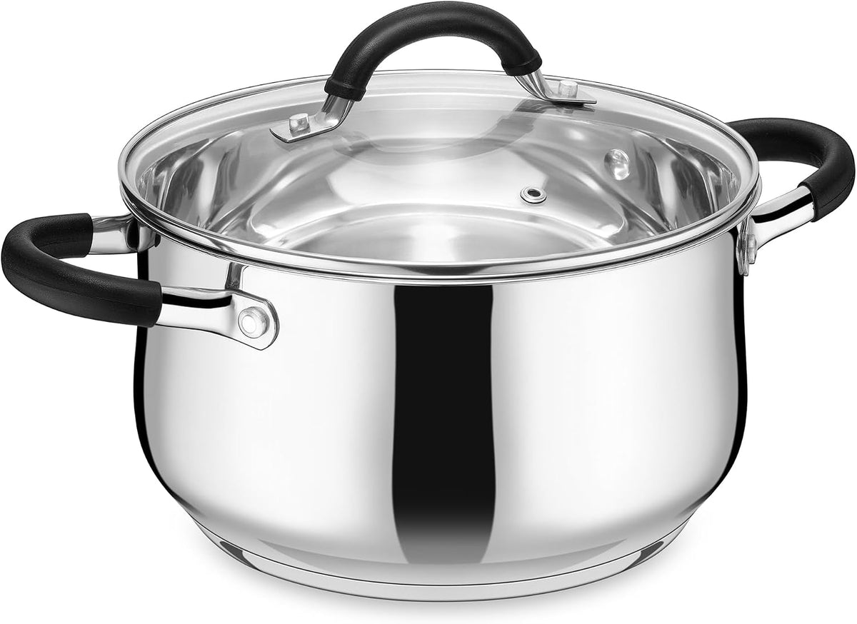 E-far 4 Quart Pot with Lid, Stainless Steel Small Stock Pot for Soup Pasta