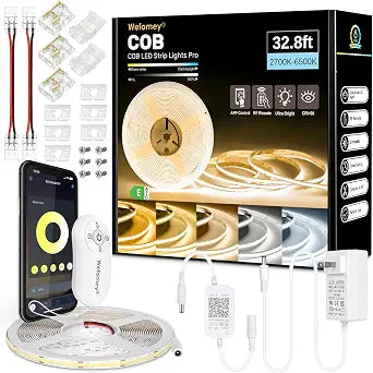 32.8ft COB LED Strip Lights Dimmable 2700K-6500K Bright Tunable White