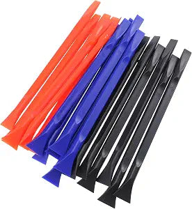 18 Pcs Non-Scratch Plastic Scraper, Cleaning Tool Crevice Cleaning Tool Multi-Purpose Label Scraper Remover Tools for Paint, Stickers Label, Oil Stains, Tight Spaces, Crevices (Black, Blue, Orange)