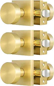 Brushed Gold Door Knob Interior Passage Door Knob No Lock Bathroom 3 Pack