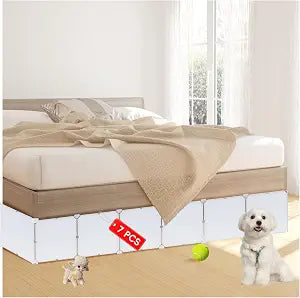 Under Bed Blocker for Pets 11.8" Height 83" Length in Total, Adjustable Bed Blockers to Keep Cats/Dogs Out from Under Beds Fit Twin, TwinXL, Full Bed, Easy to Use, White