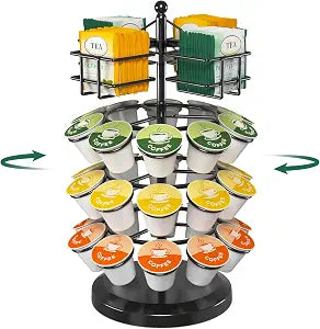 EsLuker.ly K Cup Holder Coffee Pod Organizer Carousel for Countertop, Black