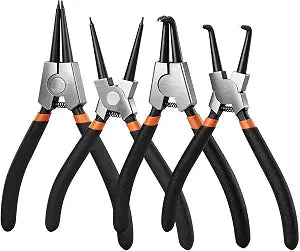 4pcs 7/128" Small Tip Snap Ring Pliers Set, 7" Internal/External Pliers