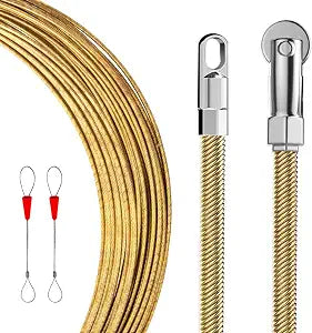 100ft Electric Fish Tape Cable Puller w/Pulley & Fastener,Wire Snake Kit
