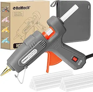 ROMECH 60/100W Dual Temp Hot Glue Gun and Sticks Set, Full Size with Case