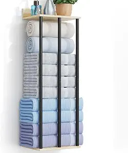 Wall Mounted Towel Racks for Bathroom with Shelf, Oak