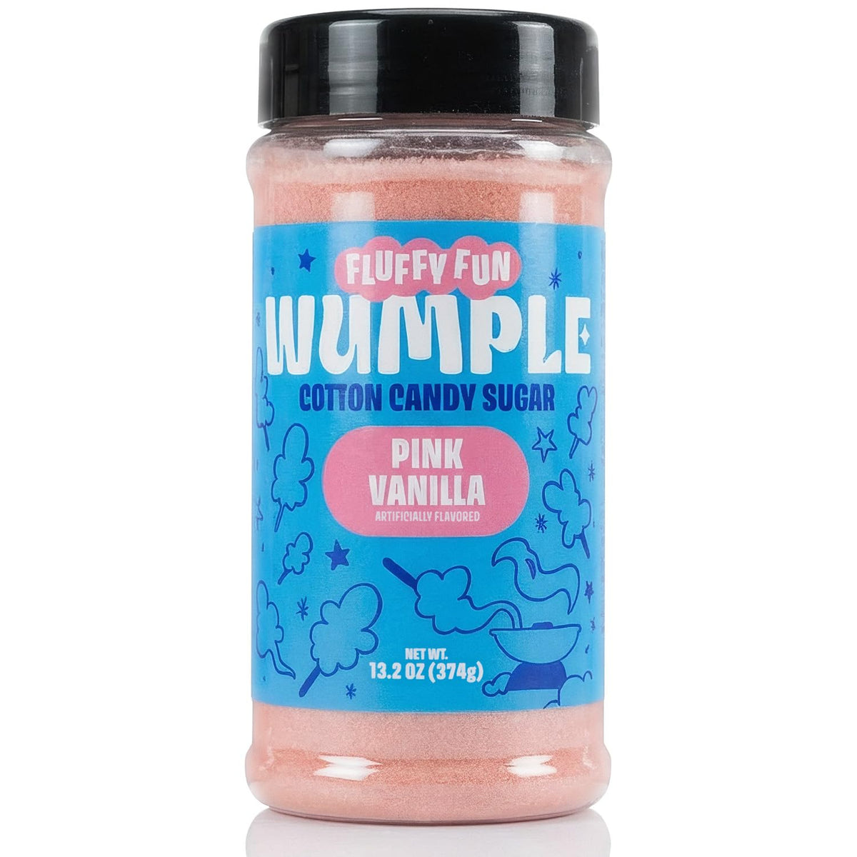 Wumple Pink Vanilla Cotton Candy Sugar - Flavored Floss Sugar for Cotton Candy Machines, Fluffy Ready-to-Use Mix- Perfect for Parties, Carnivals & Events - Pack of 1 (Pink Vanilla -13.2 oz)
