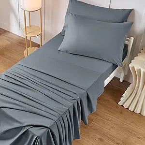 VACVELT 4PCS Cot Sheet Set, 31x75 Inch 10-Inch Pocket, Silver Grey