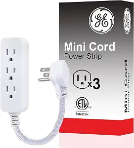 GE 3-Outlet Power Strip 5 Inch Braided Extension Cord with Multiple Outlets
