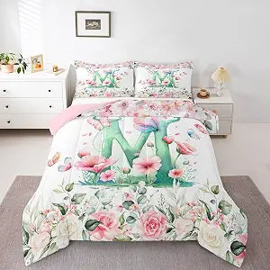 Erosebridal Personalized Letter Comforter Set Twin Size for Kids Boys Girls