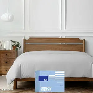 THREAD SPREAD 100% Egyptian Cotton Twin XL/Twin Duvet Cover Only - Luxury 400 Series Glee Collection Duvet Cover Twin Size, Soft & Durable Hidden Zipper Closure & 7 Corner Ties (1 PC, Light Grey)