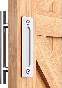 EaseLife 12" Stainless Steel Sliding Barn Door Handles and Pulls Flush Hardware Set, Double Sided, Brushed Finish, Easy Install