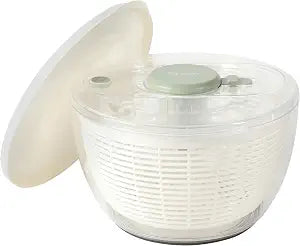 Sur La Table Kitchen Essential 6.3 Qt Salad Spinner, Fruit Washer, Washing Bowl with Strainer, Vegetable Cleaner, Salad Cleaner, Lettuce Washer - Juniper Green