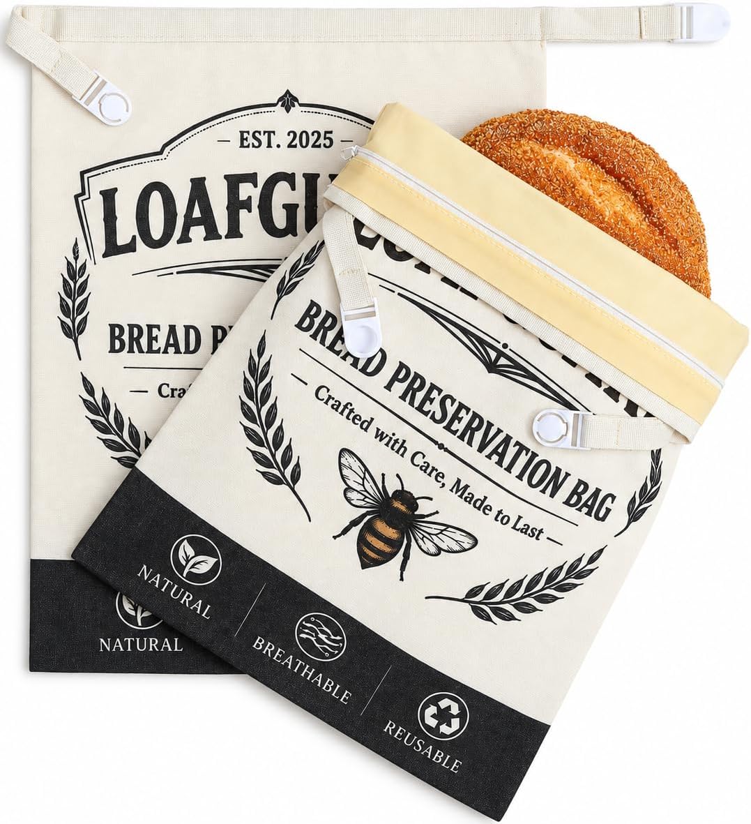 Beeswax Bread Bags for Homemade Bread & Sourdough -17"x13" 2PC XL