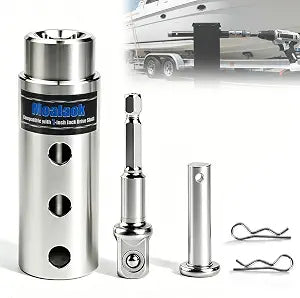 Trailer Jack Drill Adapter Compatible with 1 Inch Jack Drive Shaft Stainless Steel Handle Cordless Drill Adapter with 1/2 Inch Socket Adapter Bit Attachment for Top Wind Trailer Jack Crank