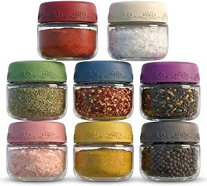 2 OZ Salad Dressing Jar 8 Pack, Airtight Leakproof Bulk Small Glass Sauce Jar with Lids, Reusable for Lunch Box, Bento, Travel & Meal Prep (2 OZ-8Pack)