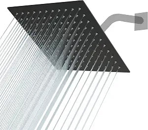 Lordear Rain Shower Heads High Pressure, Rainfall Showerhead for Bathroom Fixed Mount, 12 Inch Large Square High Flow Shower Head (Matte Black)