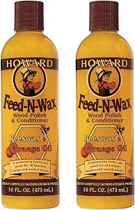Howard Products FW0016 Wood Polish & Conditioner, 16 oz, orange, 16 Fl Oz (2)