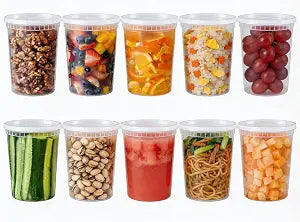 10 Sets 32 oz Plastic Deli Containers with Lids - Airtight, Leakproof Food Storage Containers, BPA Free, Freezer/Dishwasher/Microwave Safe, for Soup, Meal Prep, Takeout & Restaurant Use