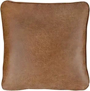 Signature Design by Ashley Cortnie Faux Leather Throw Pillow, Caramel Brown