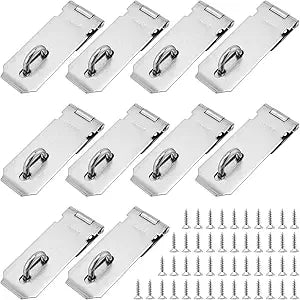10 PCS Padlock Hasp Latch, Stainless Steel Padlock Hasp, Heavy Duty Security Hasp with Mounting Screws, Door Locks Hasp Latch for Doors and Cabinets