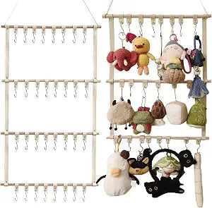 Hanging Display Decor Rack Detachable Doll Organizers for Storage Hair Ties Keychains Plush Doll Collectors Gifts, Hanging Over the Door Organizer for Bedroom Home (Beige 1pcs)