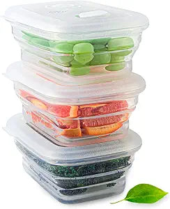 Premium Silicone Collapsible Food Storage Containers with Silicone Leakproof Lids, BPA Free, LFGB Food-Grade Certified, Compact, Reusable Lunch Snack Box, Microwave Safe, 2.8 Cups 3 Pk
