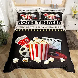 Cinema Ticket Movie Duvet Cover Queen Size Boys Girls Children