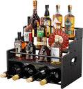 KLM 4-Tier Liquor Bottle Display Shelf,Black Modern Bottle Organizer