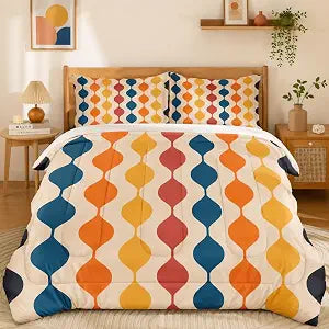 Pamnest Full Comforter Set, 3 Pieces Geometric Hippie Bedding, All Season