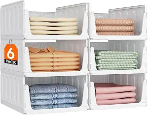 Lifewit Stacking Closet Organizers Shelf for Clothes 6 Pack 16.1" Depth