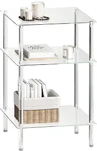 Tempered Glass Side Table, 3-Tier Acrylic End Table