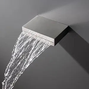 Waterfall Tub Spout Bathtub Spout for Bathtub Faucet SUS304 Stainless Steel & Solid Brass Bathroom Tub Faucet Replacement High Flow Shower Spout Brushed Nickel Wall Mount, TS1-BN