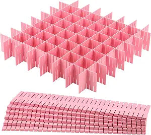 acDesign 40Pcs Grid Drawer Dividers, Adjustable Drawer Organizer for Socks, Underwear, Lingerie, Makeup, Bedroom Office Kitchen Storage (Pink)