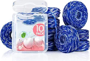 Expanding Woven Dental Floss,Waxed Dental Floss for Gentle Oral Care,Whitening Dental Floss,Plaque Remover for Teeth,String Floss,Mint,10 Spools (32.8 yd Each)