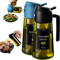 CXINYI - 16oz/470ml Olive Oil Dispenser for Kitchen with Stickers - 2 in 1 Olive Oil Sprayer for Cooking, Air Fryer, and Salad, Black&Blue (Light-Proof Kitchen Gadget)