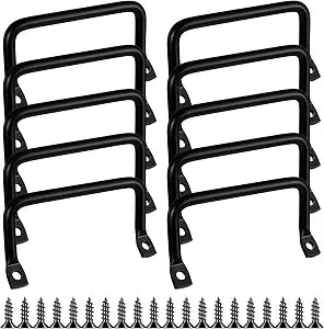 10Pcs Stainless Steel Cabinet Handles for Cutting Board & Serving Trays, Matte Black Metal Pulls with Screws, Drawer & Furniture Hardware for Kitchen, Bathroom, Closet