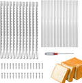 12 Pcs Bread Bow Knife Blades, 10.8" Serrated Stainless Steel blades with Screws, Screwdriver, and Safety Guard, Replacement for Wood Bread Cutter, Bow Bread Knife Replacement Blades