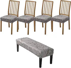 CRFATOP Dining Chair Seat Covers Set of 4 with Stretch Bench Slipcover,42