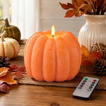 Fall Decorations for Home, Flameless Wax Pumpkin Candles with Remote Timer