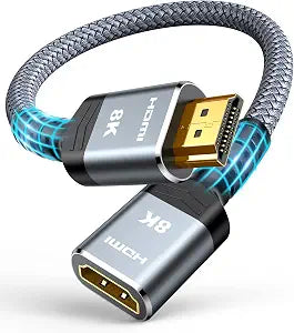 Highwings 8K 4K HDMI Extender, HDMI Extension Cable 2.1 4K@30Hz/ 60Hz/ 120Hz, Ultra high Speed HDMI Male to Female Adapter Compatible with Xbox PS5 PS4 Roku TV Stick Blu Ray Player HDTV Laptop PC 1FT